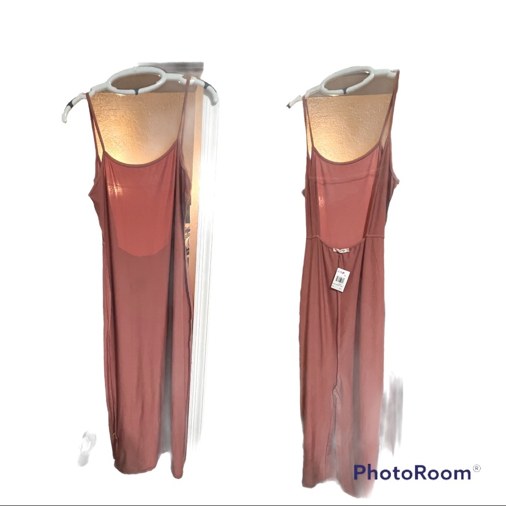 Mauve slit satin dress